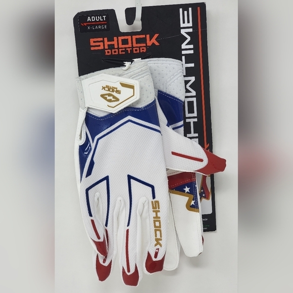 Shock Doctor SHOWTIME Receiver Gloves Stars & Stripes Red/White/Blue Size Multi - Picture 2 of 7